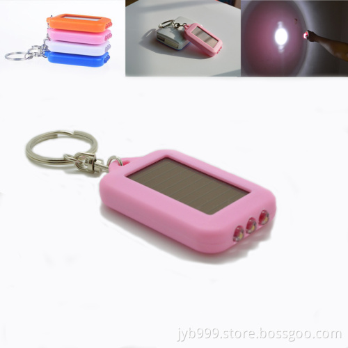 plastic ABS cheap solar power LED light keychains with custom logo